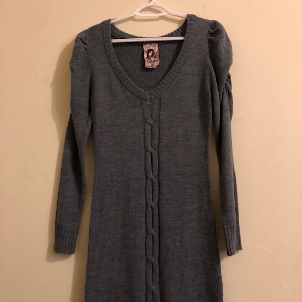 Grey bodycon sweater dress